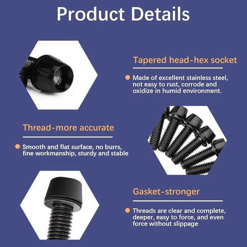 12 PCS Titanium Screw Allen Hex M5*18MM Handle Stems of Bicycle, Bike Bolts Original Bolts, Bicycle Screws Allen Hex Socket Head, Bicycle Stem Screw for Bicycle Stem Parts Black in Saudi Arabia