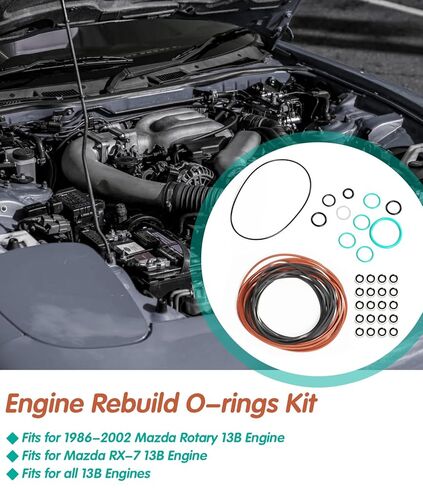 لـ 1986-2002 Mazda RX-7 13B مجموعة حلقات دائرية لإعادة بناء المحرك - مجموعة سدادات دائرية مطاطية قابلة لإعادة الاستخدام لإصلاح المحرك الدوار، متوافقة مع محرك Mazda Rotary 13B in Kuwait