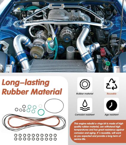 لـ 1986-2002 Mazda RX-7 13B مجموعة حلقات دائرية لإعادة بناء المحرك - مجموعة سدادات دائرية مطاطية قابلة لإعادة الاستخدام لإصلاح المحرك الدوار، متوافقة مع محرك Mazda Rotary 13B in Kuwait