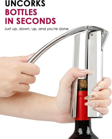 KAYCROWN Wine Opener, Stainless Steel Vertical Lever Corkscrew with Foil Cutter, Extra Spiral and Premium Gift Box, Manual Wine Opener with One-Pull Design, Wine Bottle Opener in Saudi Arabia