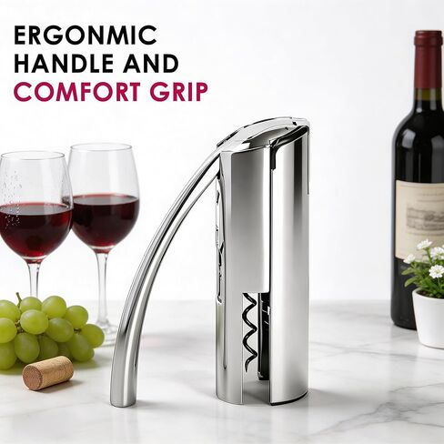 KAYCROWN Wine Opener, Stainless Steel Vertical Lever Corkscrew with Foil Cutter, Extra Spiral and Premium Gift Box, Manual Wine Opener with One-Pull Design, Wine Bottle Opener in Saudi Arabia