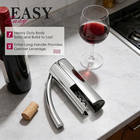 KAYCROWN Wine Opener, Stainless Steel Vertical Lever Corkscrew with Foil Cutter, Extra Spiral and Premium Gift Box, Manual Wine Opener with One-Pull Design, Wine Bottle Opener in Saudi Arabia