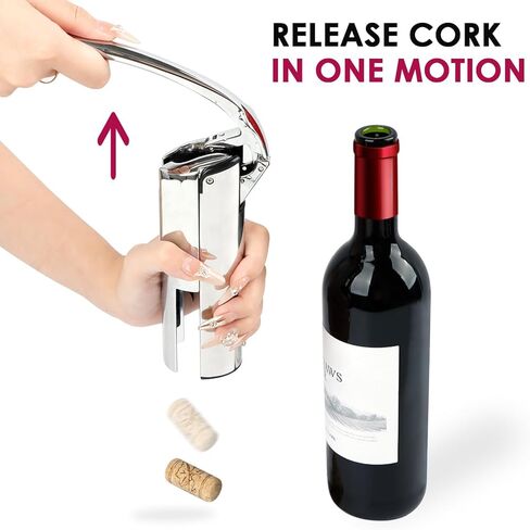 KAYCROWN Wine Opener, Stainless Steel Vertical Lever Corkscrew with Foil Cutter, Extra Spiral and Premium Gift Box, Manual Wine Opener with One-Pull Design, Wine Bottle Opener in Saudi Arabia