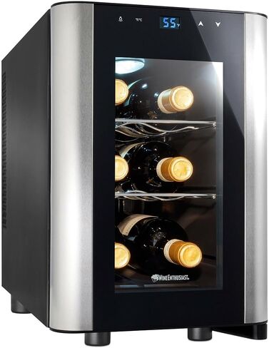 Wine Enthusiast 6-Bottle Countertop Wine Cooler – Compact Mini Fridge for Kitchen or Bedroom with 3 Shelves, Energy-Efficient Cooling, Adjustable Digital Temperature Control in Saudi Arabia