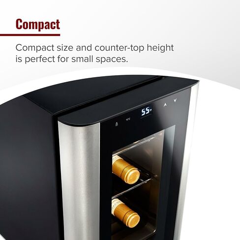 Wine Enthusiast 6-Bottle Countertop Wine Cooler – Compact Mini Fridge for Kitchen or Bedroom with 3 Shelves, Energy-Efficient Cooling, Adjustable Digital Temperature Control in Saudi Arabia