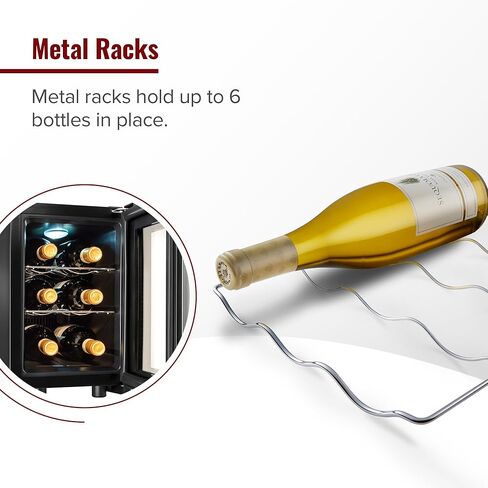 Wine Enthusiast 6-Bottle Countertop Wine Cooler – Compact Mini Fridge for Kitchen or Bedroom with 3 Shelves, Energy-Efficient Cooling, Adjustable Digital Temperature Control in Saudi Arabia