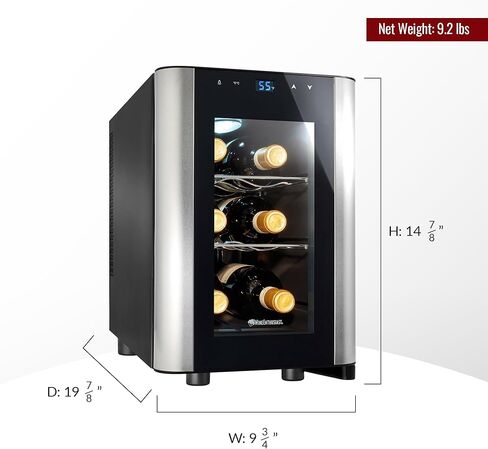 Wine Enthusiast 6-Bottle Countertop Wine Cooler – Compact Mini Fridge for Kitchen or Bedroom with 3 Shelves, Energy-Efficient Cooling, Adjustable Digital Temperature Control in Saudi Arabia