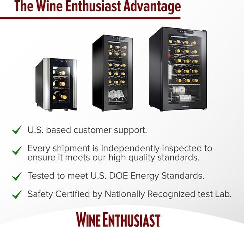Wine Enthusiast 6-Bottle Countertop Wine Cooler – Compact Mini Fridge for Kitchen or Bedroom with 3 Shelves, Energy-Efficient Cooling, Adjustable Digital Temperature Control in Saudi Arabia