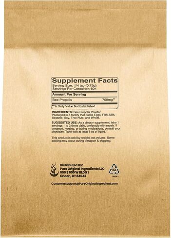 PURE ORIGINAL INGREDIENTS Bee Propolis Powder (1 lb) No Fillers, Lab Verified, Always Pure in Saudi Arabia