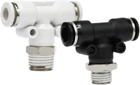 PB Pneumatic Quick Connect T-shaped Three-way External Thread Joint PB6-01/8-02 1Pcs(WhitePB10-03) in Saudi Arabia