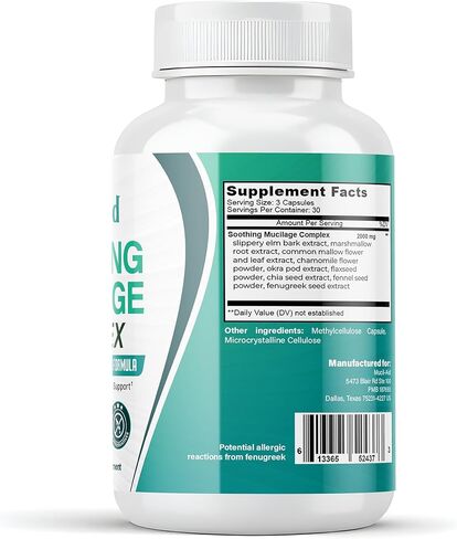 Digestive Support Capsules 90 Count - Soothing Plant Mucilage Complex for Daily Gut Comfort & Stool Consistency - 2000mg Herbal Matrix with Slippery Elm & Marshmallow Root - Vegan in Saudi Arabia