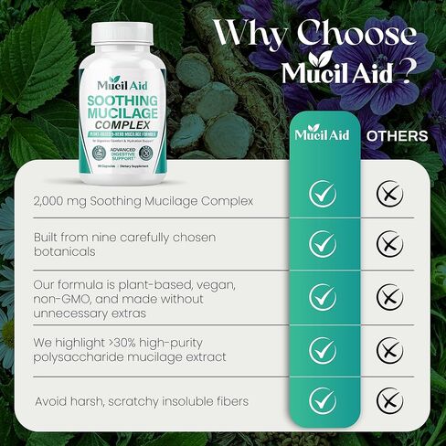 Digestive Support Capsules 90 Count - Soothing Plant Mucilage Complex for Daily Gut Comfort & Stool Consistency - 2000mg Herbal Matrix with Slippery Elm & Marshmallow Root - Vegan in Saudi Arabia