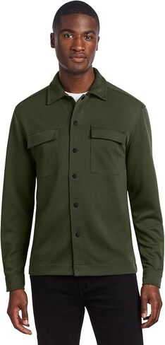 Unisex Double-Knit Snap Front Jacket | Button Up Shacket for Men & Women, Collared Overshirt for Casual Wear in Saudi Arabia