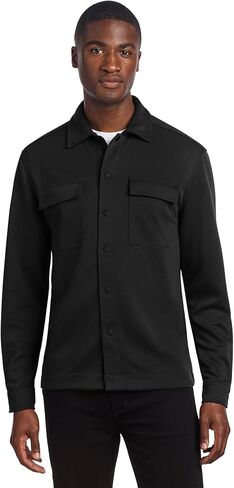 Unisex Double-Knit Snap Front Jacket | Button Up Shacket for Men & Women, Collared Overshirt for Casual Wear in Saudi Arabia