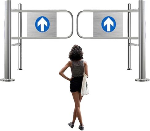 Industrial Metal Safety Swing Gate with Guardrail - Stainless Steel Barrier for Supermarkets, Libraries, Store Entrances - Universal Fit 200x100cm (Silver) in Saudi Arabia