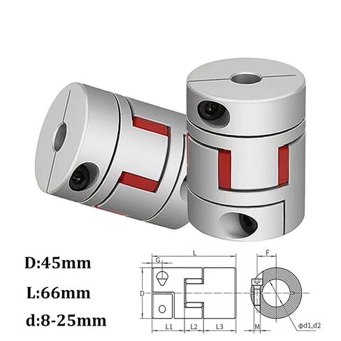Flexible Plum Clamp Coupler D45L66 Shaft Size CNC Jaw Coupling 8mm-25mm D45 L66 1Pcs(18x18mm) in Saudi Arabia