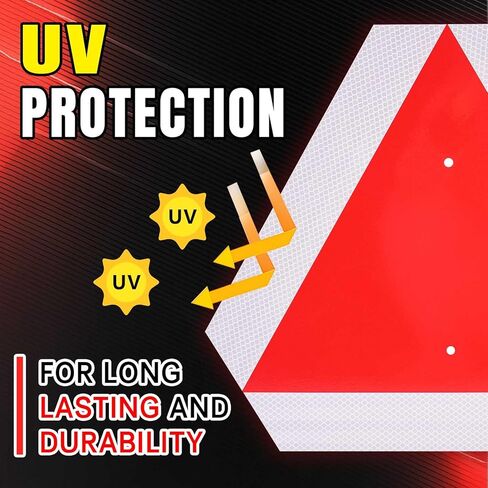 2026 Upgraded Glow in The Dark Slow Moving Vehicle Sign, Aluminum Slow Moving Vehicle Triangle Signs, Suitable for Vehicles, Golf carts, Tractors, And Other Outdoor Accessories (White) in Saudi Arabia
