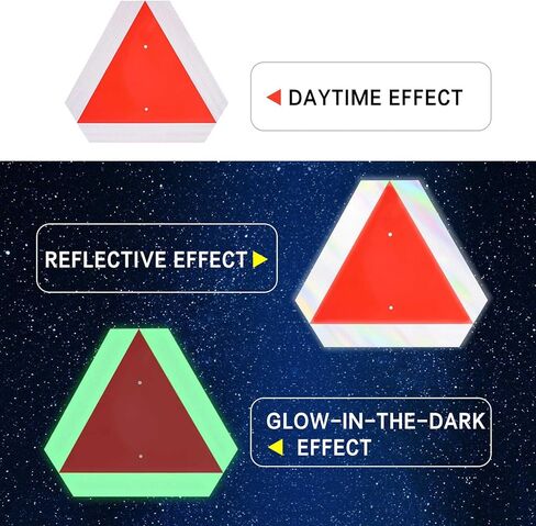 2026 Upgraded Glow in The Dark Slow Moving Vehicle Sign, Aluminum Slow Moving Vehicle Triangle Signs, Suitable for Vehicles, Golf carts, Tractors, And Other Outdoor Accessories (White) in Saudi Arabia