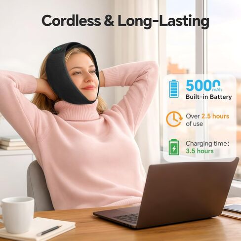 Cordless TMJ Heating Pad with Red Light, Jaw Heating Pad, TMJ Heat Pad, TMJ Facial Heating Wrap, 660nm, 3 Heating Levels & Timed Auto-Off, Rechargeable 5000mAh Battery in Kuwait