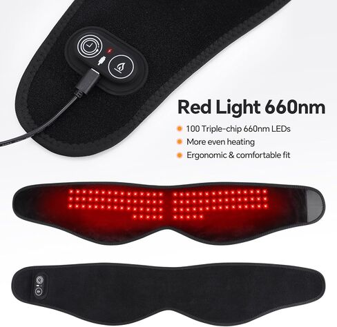 Cordless TMJ Heating Pad with Red Light, Jaw Heating Pad, TMJ Heat Pad, TMJ Facial Heating Wrap, 660nm, 3 Heating Levels & Timed Auto-Off, Rechargeable 5000mAh Battery in Kuwait