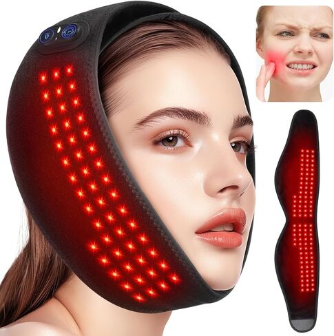 Cordless TMJ Heating Pad with Red Light, Jaw Heating Pad, TMJ Heat Pad, TMJ Facial Heating Wrap, 660nm, 3 Heating Levels & Timed Auto-Off, Rechargeable 5000mAh Battery in Kuwait