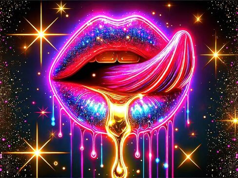 BlissYard Blacklight نسيج الشفاه نسيج 78x59 بوصة الأشعة فوق البنفسجية نسيج رد الفعل متوهجة نسيج كبير النيون نسيج الملصقات الجدار شنقا للمنزل غرفة المعيشة غرفة نوم ديكور حفلة صور تبادل لاطلاق النار الدعائم in Kuwait
