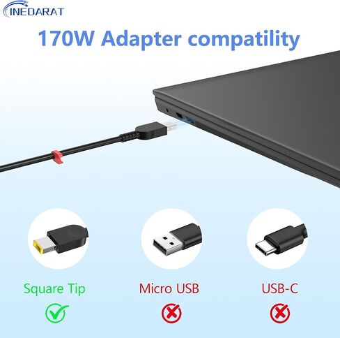 170W AC ADAPTER ADAPTER CAMPATIBLE مع Lenovo ThinkPad Extreme Gen 6 5 4 3 2 1 P53 P52 P51 P73 P72 P71 W541 W540 T540P E560P Z710 T15G T15P P16V P15 P15G P16 P17 P1 X1 in Saudi Arabia