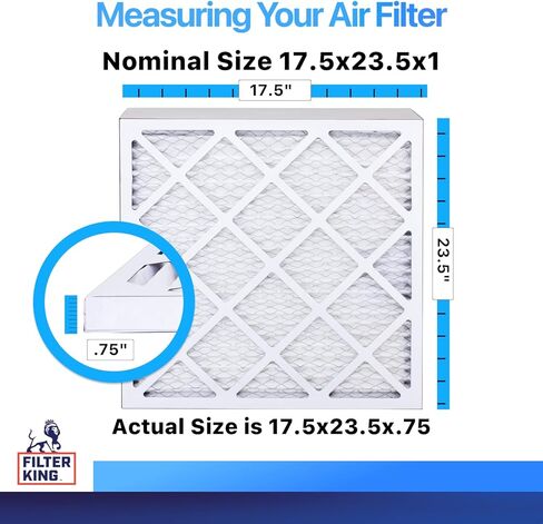 فلتر هواء Filter King 17.5x23.5x1 (MERV 8) (3 عبوات) فلاتر فرن تيار متردد للتحكم في الغبار والحساسية، صنع في الولايات المتحدة الأمريكية، HVAC، مطوي، إلكتروستاتيكي (الحجم الفعلي: 17.5 × 23.5 × .75) in Kuwait