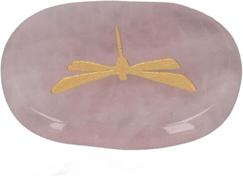 أحجار Zerodis شديدة التحمل للشفاء، شفاء نحت اليعسوب الذهبي خفيف الوزن مناسب للمنزل والعمل والمكتب والمدرسة (كوارتز وردي) in Kuwait