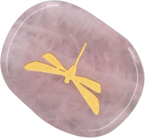 أحجار Zerodis شديدة التحمل للشفاء، شفاء نحت اليعسوب الذهبي خفيف الوزن مناسب للمنزل والعمل والمكتب والمدرسة (كوارتز وردي) in Kuwait