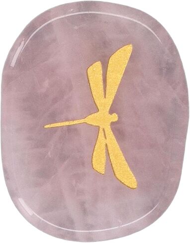 أحجار Zerodis شديدة التحمل للشفاء، شفاء نحت اليعسوب الذهبي خفيف الوزن مناسب للمنزل والعمل والمكتب والمدرسة (كوارتز وردي) in Kuwait