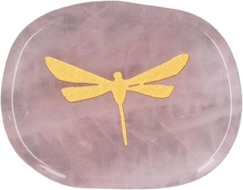 أحجار Zerodis شديدة التحمل للشفاء، شفاء نحت اليعسوب الذهبي خفيف الوزن مناسب للمنزل والعمل والمكتب والمدرسة (كوارتز وردي) in Kuwait