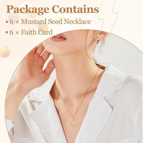 6 PCS Mustard Seed Necklace for Women, Stainless Steel Faith Jewelry with Move Mountains Charm, Mustard Seed Jewelry Christian Gifts for Women, Chrismas & Graduation Inspirational Gift in Kuwait