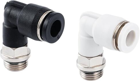 Black And White PL Pneumatic Air Hose Quick Right Angle Bend Joint 4/6/8/10-M5/01/02/03 1Pcs(精品白PL16-03) in Kuwait