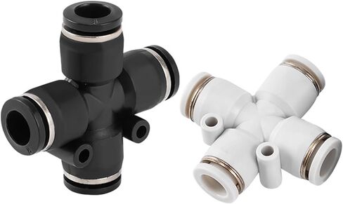 Pneumatic Connector PZA Cross Four-way Plastic Quick Plugs 4/6/8/10/12mm 1Pcs(黑色PZA12) in Kuwait