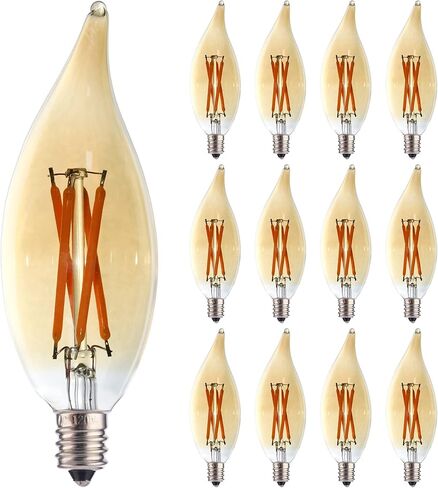 6 Pack E12 Candelabra LED Bulb 20 Watt Equivalent, 2W Clear 2700K Soft Warm White Light Bulbs, CA10 C32 Flame Tip LED Filament Candle Bulbs for Pendant Chandelier Ceiling Fan Wall Sconces in Kuwait