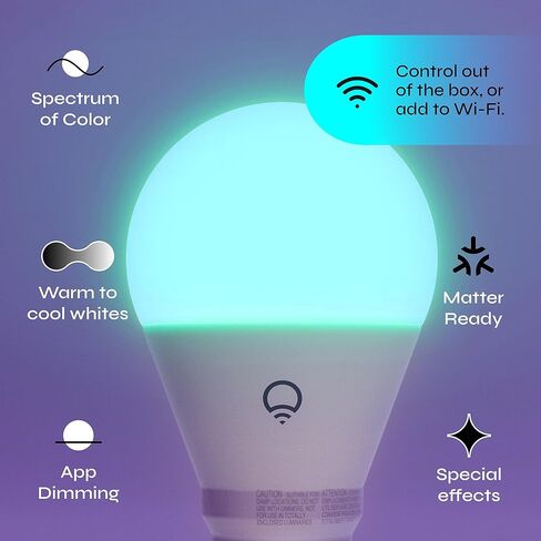 LIFX Everyday A19 Smart Light Bulbs 2 Pack, 800 Lumens RGB Color Changing LED Bulbs, 90+ CRI Tunable White, Dimmable Wi-Fi Smart Bulbs, Matter Compatible, Works with Alexa Google Apple Home in Kuwait