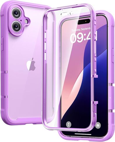 Diaclara Designed for iPhone 16 Case, Full Body Rugged Case with Built-in Touch Sensitive Anti-Scratch Screen Protector, Upgraded [Full Camera Protection] for iPhone 16 6.1" (Clear Glitter) in Saudi Arabia