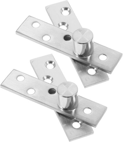 Luxshiny 2 Pairs Stainless Metal Rotation Pivot Hinges Medium Offset Hidden Door Hinges for Wood Doors Brushed Silver Hardware in Saudi Arabia
