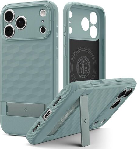 Spigen for iPhone 17 Pro Case ، Parallax S Magfit [TPU Covered Camera Control] [Kickstand] [متوافق مع Magsafe] - أسود غير لامع in Kuwait