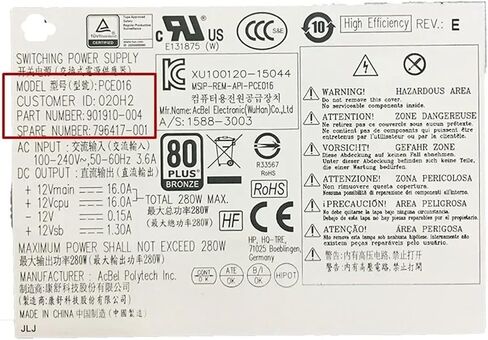 مصدر طاقة PSU لـ PCE016 D14-280P1A 901910-004 796417-001 in Saudi Arabia