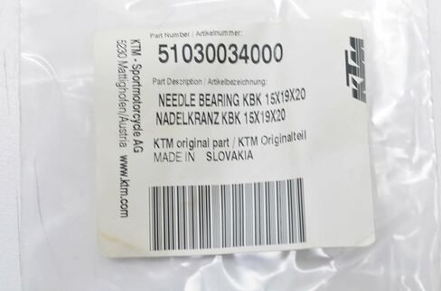 NEW OEM KTM NEEDLE BEARING KBK 15X19X20 51030034000 in Saudi Arabia