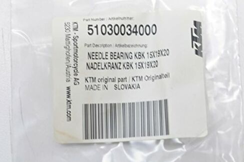 NEW OEM KTM NEEDLE BEARING KBK 15X19X20 51030034000 in Saudi Arabia