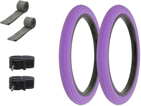 دراجة مقاس 18 بوصة × 1.95 بوصة جميع الإطارات باللون الأرجواني مع أنابيب وشرائط حواف AL-1031 نمط دراجة BMX حرة ناعمة | (إطاران) + (أنبوبان قياسيان) + (شريطان للإطارات) in Kuwait