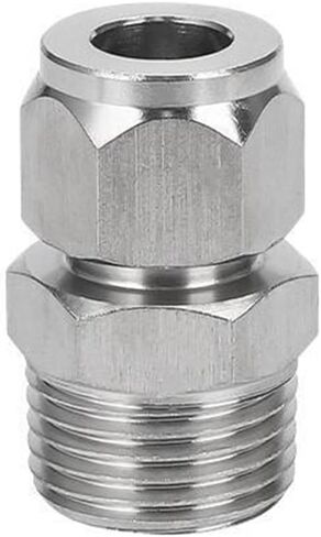 Stainless Steel Sleeve Joint Straight Through Middle Pipe Copper Variable Diameter 1Pcs(卡套弯通PV12) in Kuwait