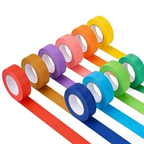 Colored Masking Tape, Colored Painters Tape for Arts and Crafts, 10Pack, 1.2" x22Yard Drafting Tape, Craft Tape, Labeling Tape, Paper Tape, Colored Tape in Kuwait