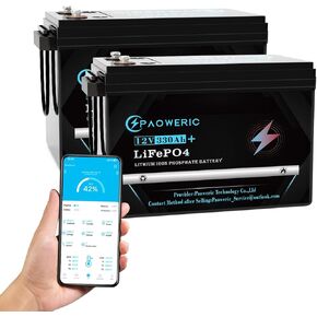 12V 300AH LIFEPO4 بطارية مع SMART 200A BMS ، MAX. 2560W الطاقة ، 10000+ دورات ، عمر 10 سنوات ، بطارية فوسفات الحديد الليثيوم المدمجة للطاقة الشمسية ، RV ، محرك التصيد ، خارج الشبكة in Kuwait