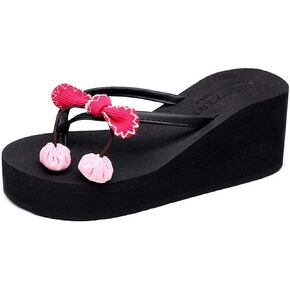 VOKLIN Women's Wedge High Heel Flipflop Sandals Bohemian Flowers Summer Platform Nonslip Beach Thong Sandal in Saudi Arabia