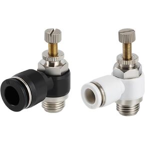 Black And White SL Throttle Valve Pneumatic Joint One-way Speed Regulating Air Pipe SL4-M5/6-01/8-02/10-03/4 1Pcs(精品白SL8-03) in Kuwait