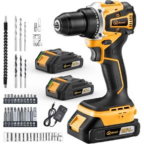 Cordless Drill Set/Driver, 20V Electric Power Drill With Battery And Charger, 40N Torque, 20+1 Settings, 2 Batteries,3/8-Inch Keyless Chuck, Driver Bits Kit, LED Light in Kuwait